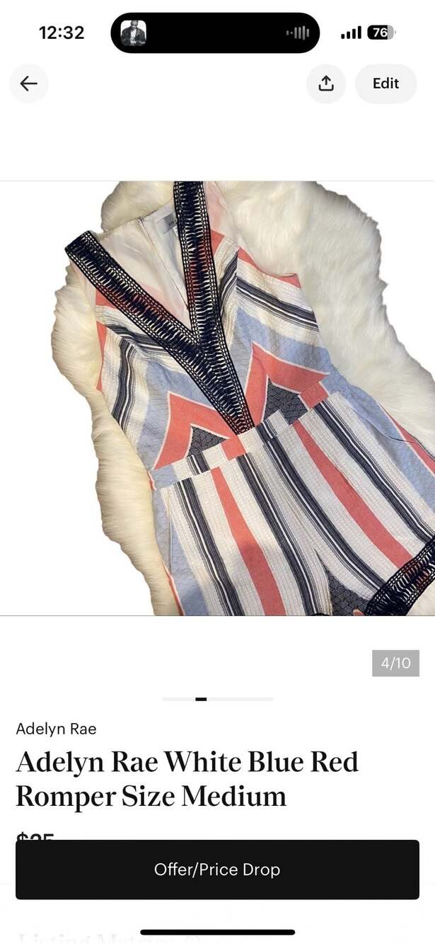 Adelyn Rae Striped Chevron Romper Size Medium - Picture 3 of 10